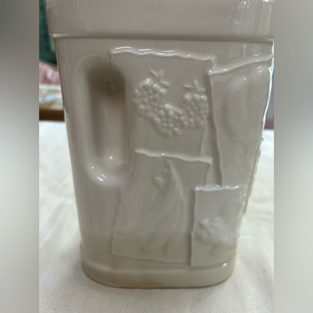 Unique oblong shaped White Ceramic Gravy Boat/Water pitcher. Vintage.